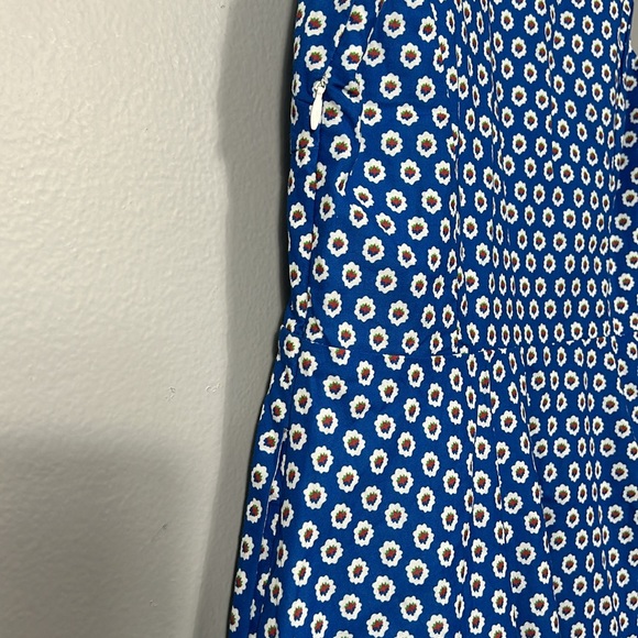 Japanese Fit and Flare Blue Floral A- line Midi Sleeveless Dress size S - Picture 12 of 17